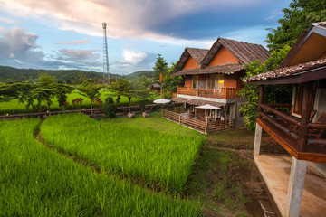 Fototapeta na wymiar Home Field at Mea La Noi City in Mae Hong Son , Thailand
