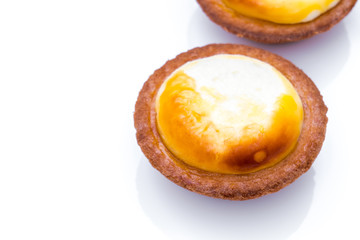 Cheese tart on white background .