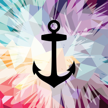Abstract colorful anchor navy nautical theme