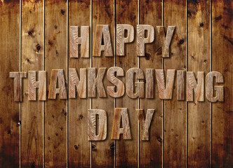 Text Happy Thanksgiving Day from wood.