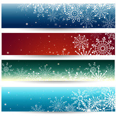 Naklejka na ściany i meble Set of Web banners with snowflakes. Vector illustration