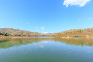 A View from boat to  the hill at countryside of Nan ,Thailand