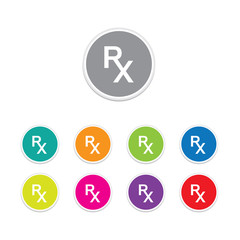 Vector - Rx medical sign button. Round stickers. 