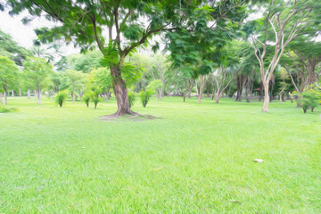 Nature park in the city with oil paint filter. background