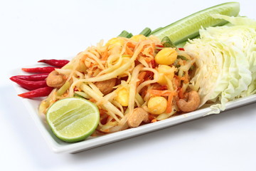 Spicy papaya salad with mixed vegetable call 