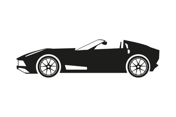 Obraz na płótnie Canvas Black silhouette of a sports car on a white background