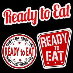 Ready to eat sticker set on black