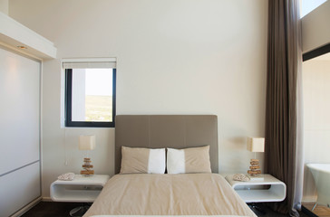 Fototapeta na wymiar Beautiful and modern home and hotel bedroom interior design.