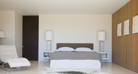 Beautiful and modern home and hotel bedroom interior design.