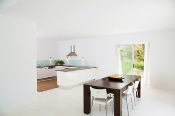 Fototapeta na wymiar Modern white kitchen clean interior design