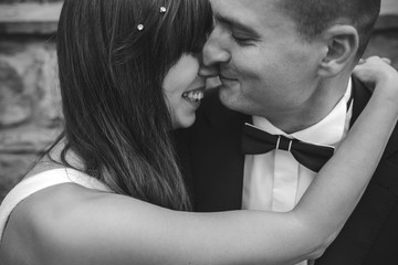 Bridal couple close to each other