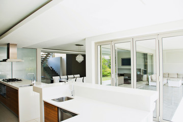 Modern white kitchen clean interior design