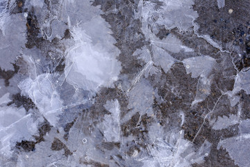 texture of ice on the river