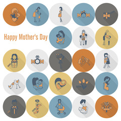 Fototapeta premium Happy Mothers Day Icons