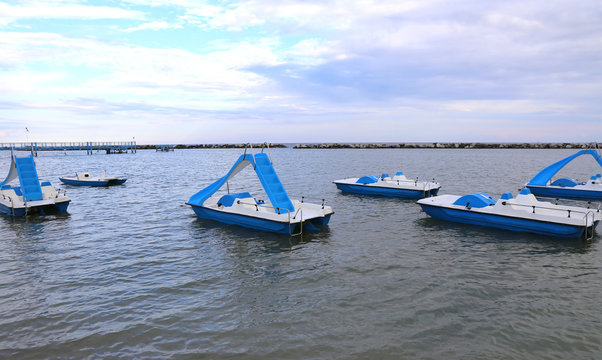pedal boats in the sea