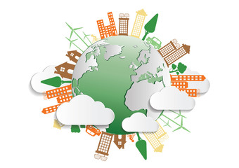 Ecology connection  concept background . Vector infographic illu