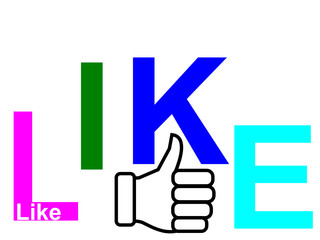 Schriftzug Like mit Daumen hoch