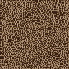 seamless pattern in reptile skin style, gradient gold color on a brown background. Hand drawn vector stock illustration