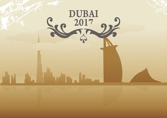 dubai skyline vector illustration