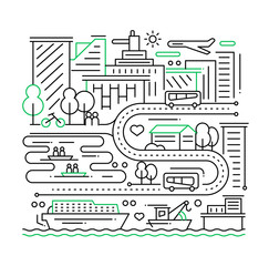 Naklejka premium City Life - line design composition