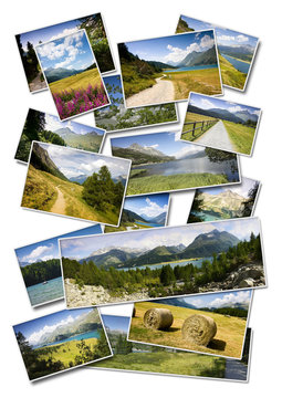 Several images describing the places around Sils Lake in Engadin (Switzerland)