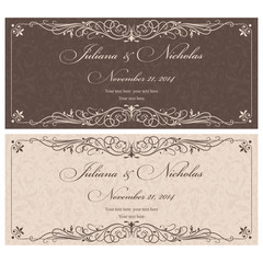 Set of 2 Wedding Invitation card Baroque