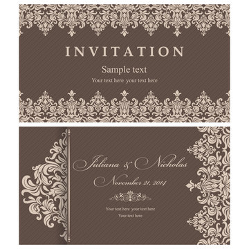Wedding Invitation cards in an vintage-style brown and beige.