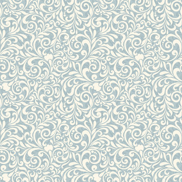 Seamless background of blue color in the style of baroque