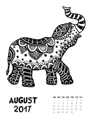 2017 calendar page of month