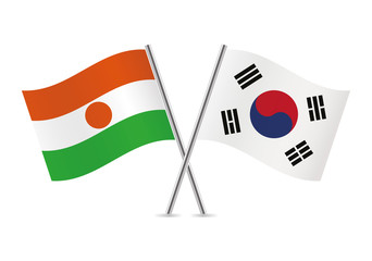 Niger and South Korea flags. Vector illustration.