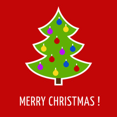 Image of Christmas tree on a red background.