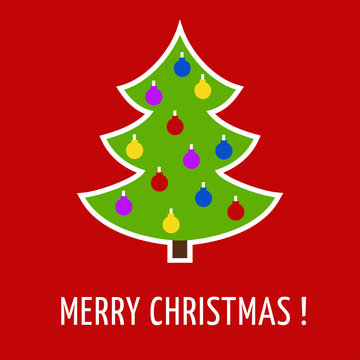 Image of Christmas tree on a red background.
