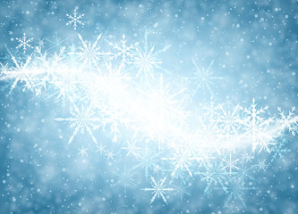 Fototapeta na wymiar Blue winter background with snowflakes.