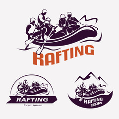 set of rafting templates for labels, emblems, badges or logos, w - obrazy, fototapety, plakaty