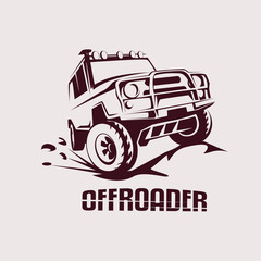 offroad suv car monochrome template for labels, emblems, badges - obrazy, fototapety, plakaty
