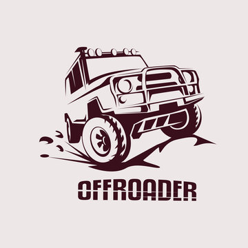 offroad suv car monochrome template for labels, emblems, badges