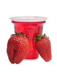 Jelly of red strawberry on a white background