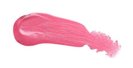 Pink lipstick texture isolated on white