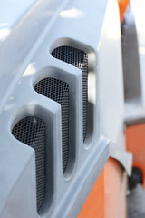 Road roller grill, closeup