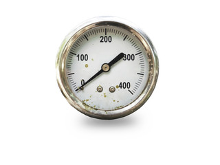 Pressure gauge in air isolated on white background,