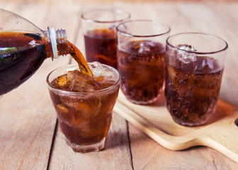 cola with ice cubes.