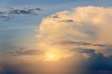 Cumulus clouds on sunset time, cloudscape