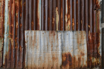 Old rusty zinc wall, rusty zinc barn wall