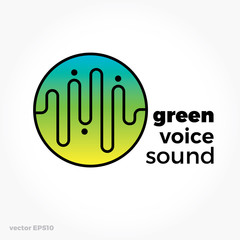 Sound voice planet green wave symbol logo. Modern flat layered vector illustration stylish design element