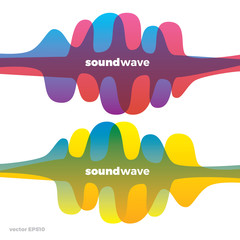 Sound wave symbol logo. Colorful gradient. Modern flat layered vector illustration stylish design element