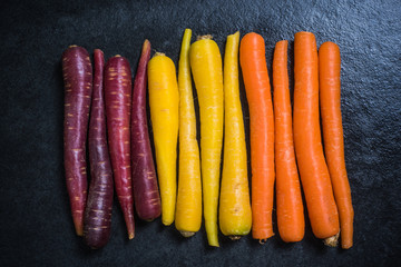 Rainbow carrots from above