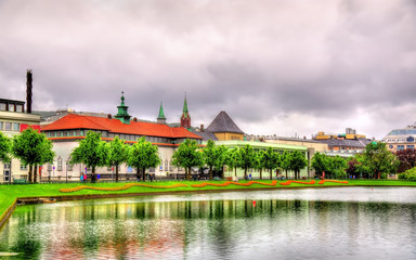 Fototapeta premium Lille Lungegardsvannet lake in the city centre of Bergen