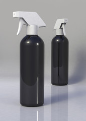 Black plastic cleaning spray bottle
