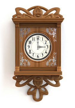 Antique wall clock isolated on white background