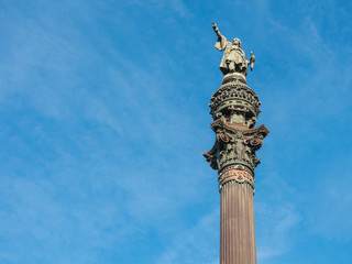 Christopher Columbus Statue in Barcelona, Spain.